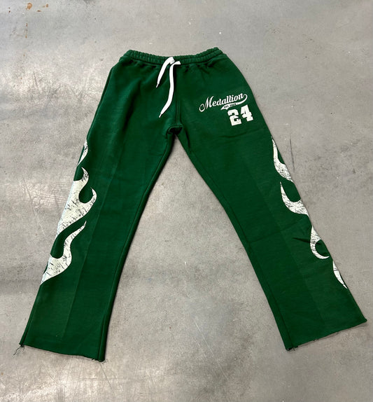 Green Medallion Flair Pants